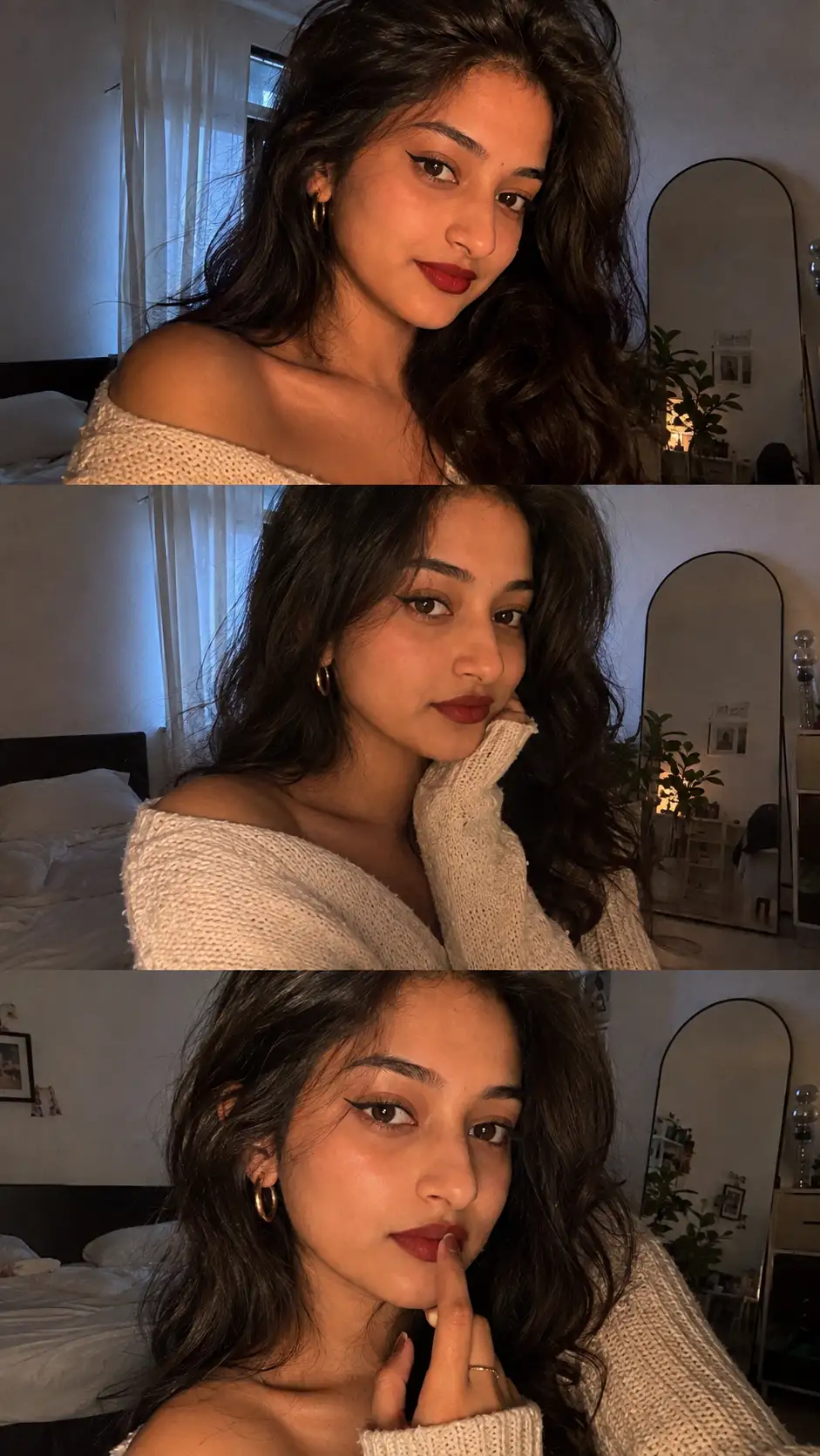 Cozy Twilight Bedroom Triptych Portrait — ChatGPT prompt | pineprompts.com