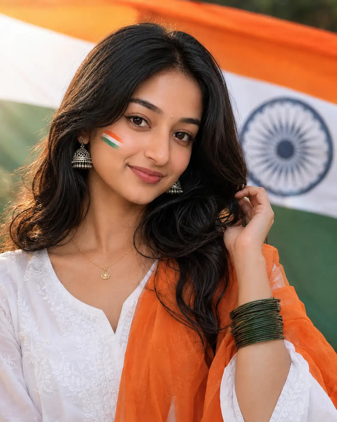 Indian Independence Day Portrait with Tricolor Face Paint — ChatGPT prompt | pineprompts.com