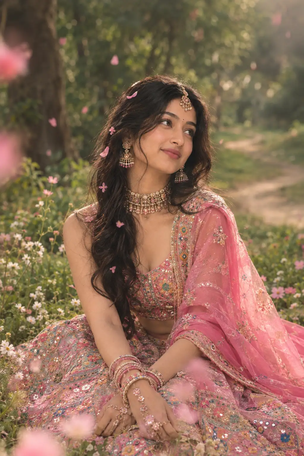 Dreamy Pink Bridal Garden Portrait — ChatGPT prompt | pineprompts.com