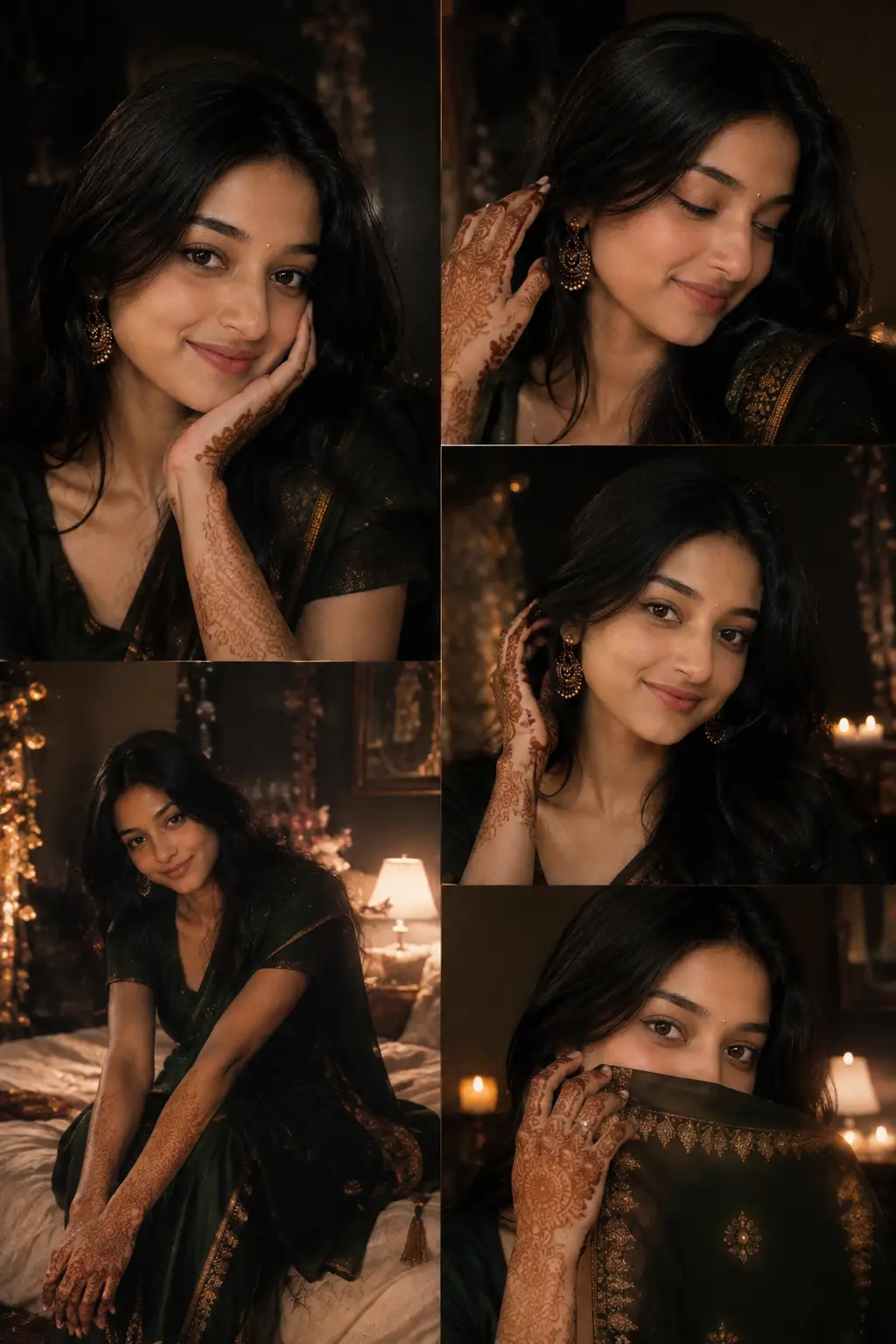 Ethereal Mehndi Portrait Collage in Vintage Desi Wedding Aesthetic — ChatGPT prompt | pineprompts.com