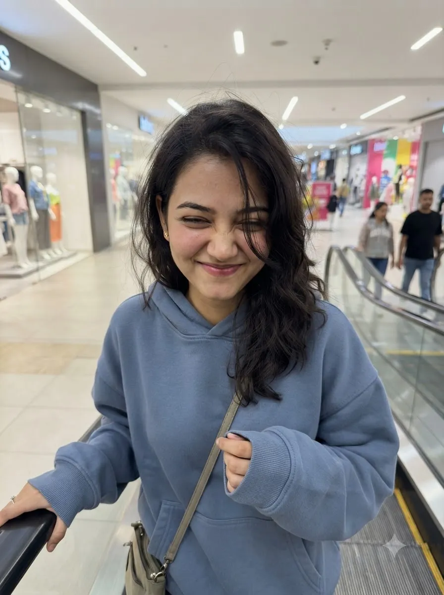 Everyday iPhone Mall Escalator Cracking Up — Gemini prompt | pineprompts.com