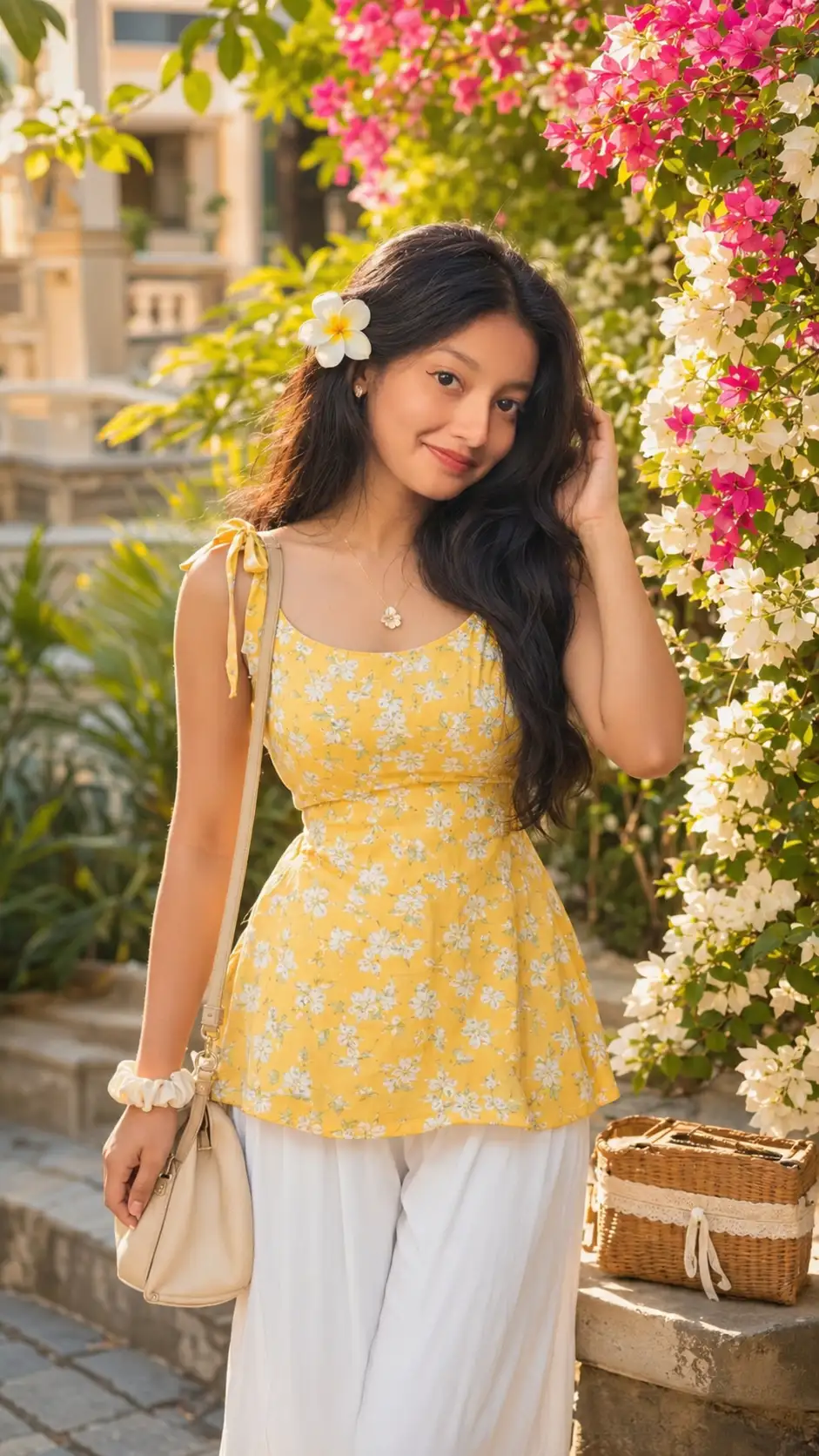 Garden Portrait in Yellow Floral Kurti — ChatGPT prompt | pineprompts.com