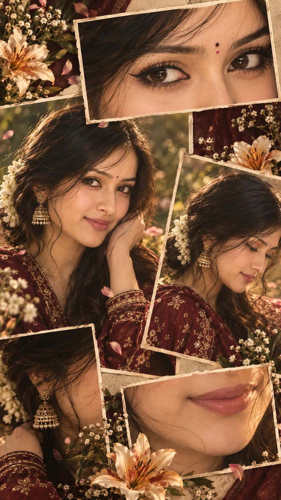Golden Burgundy — Luxe Indian Bridal Collage — ChatGPT prompt | pineprompts.com