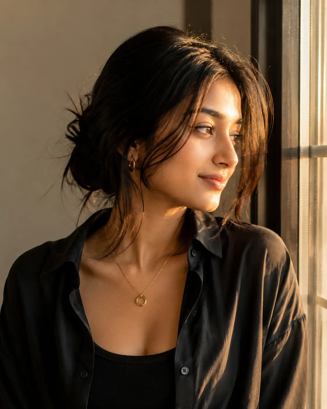 Golden Hour Window Side Profile Luxury Editorial Portrait — ChatGPT prompt | pineprompts.com