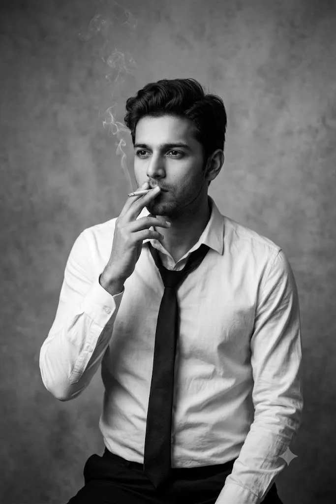 Monochrome Gentleman — Smoke & Silence — Gemini prompt | pineprompts.com