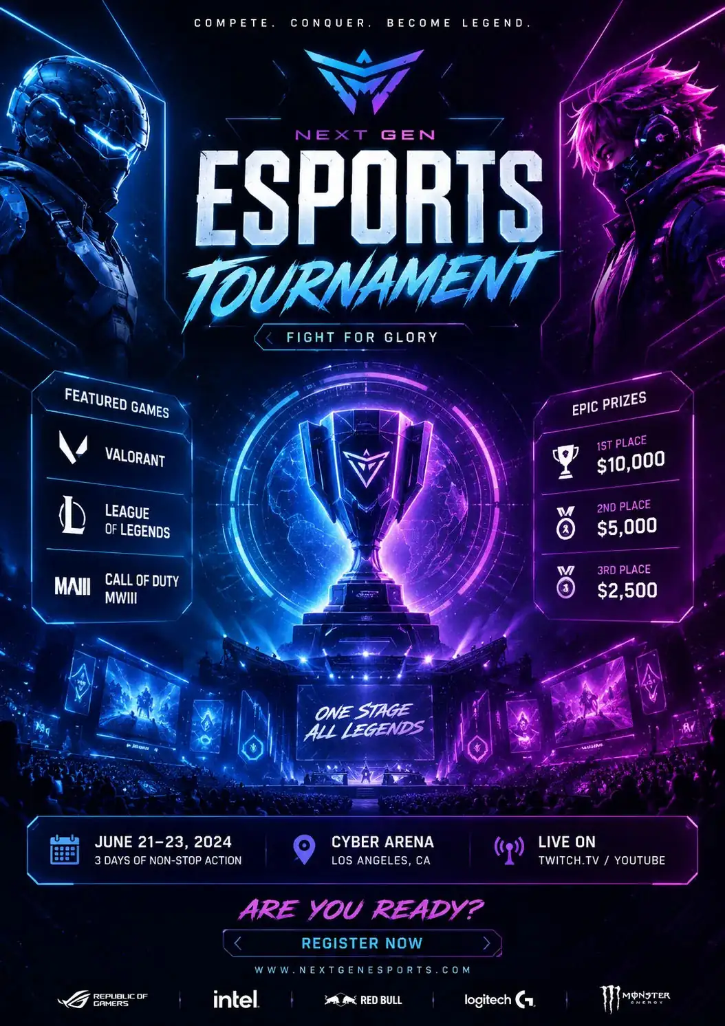 Esports Tournament Poster — ChatGPT prompt | pineprompts.com