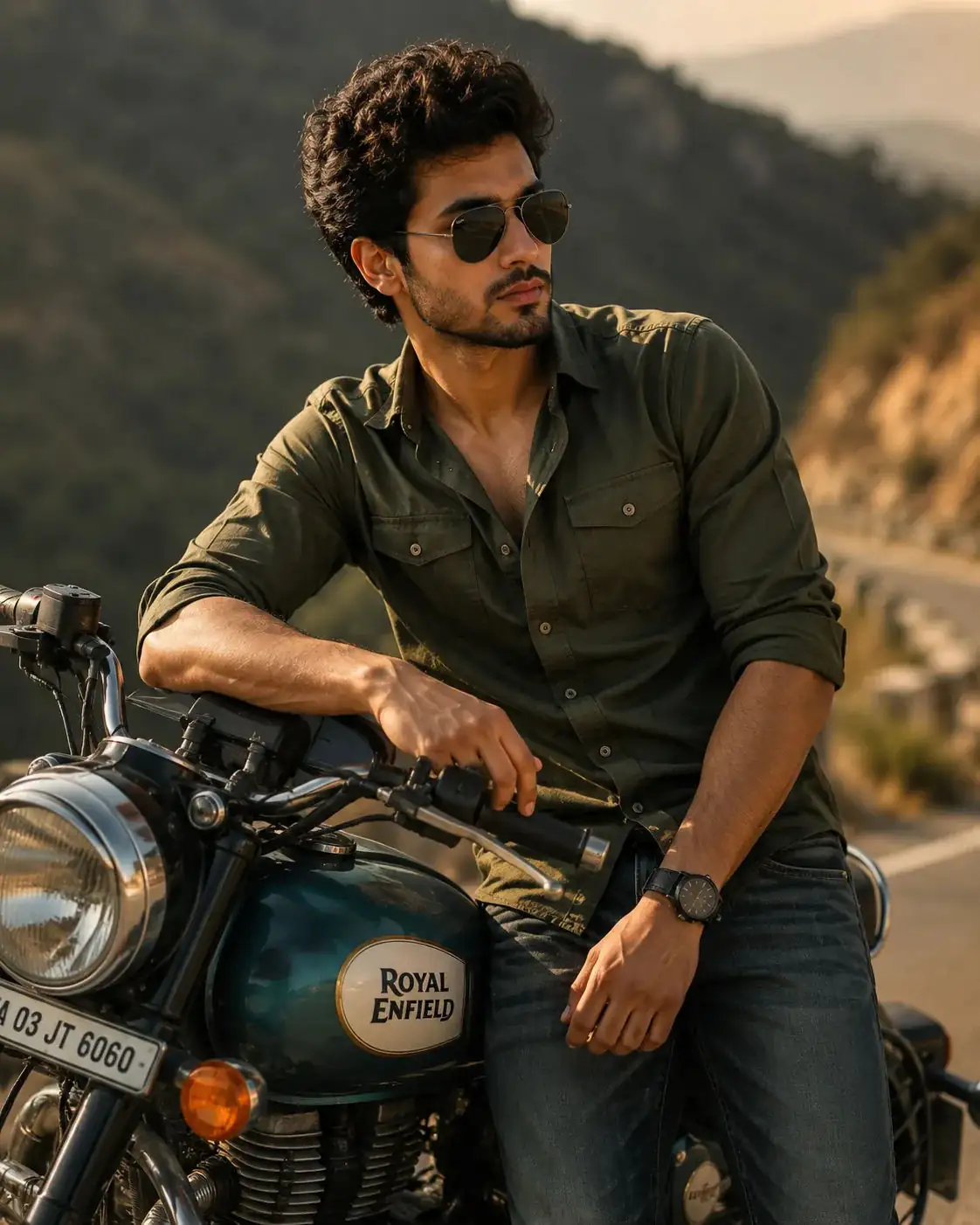 Cinematic Royal Enfield Rider Portrait