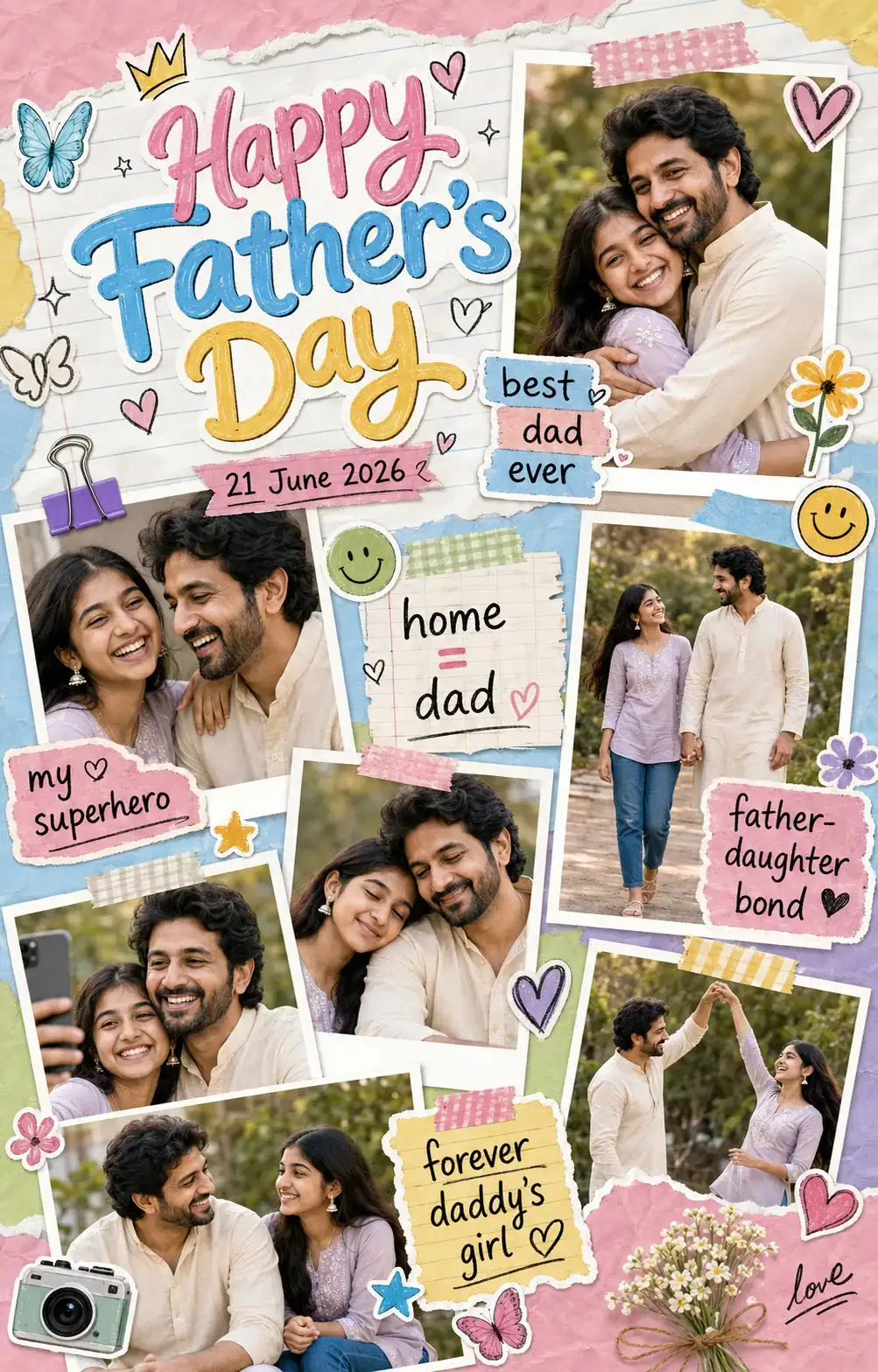 Happy Father's Day Scrapbook Collage Poster