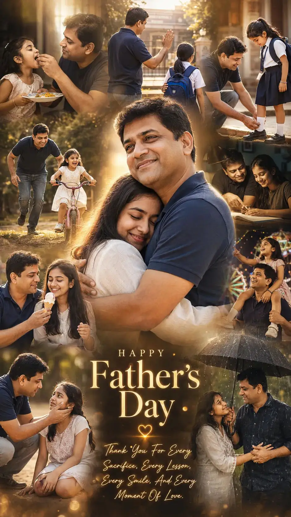 Father & Daughter Cinematic Memory Collage Poster