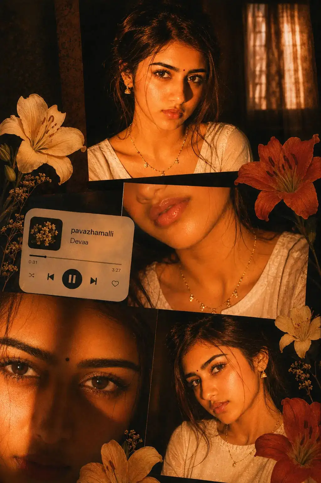 Golden Amber Night Portrait Collage Aesthetic