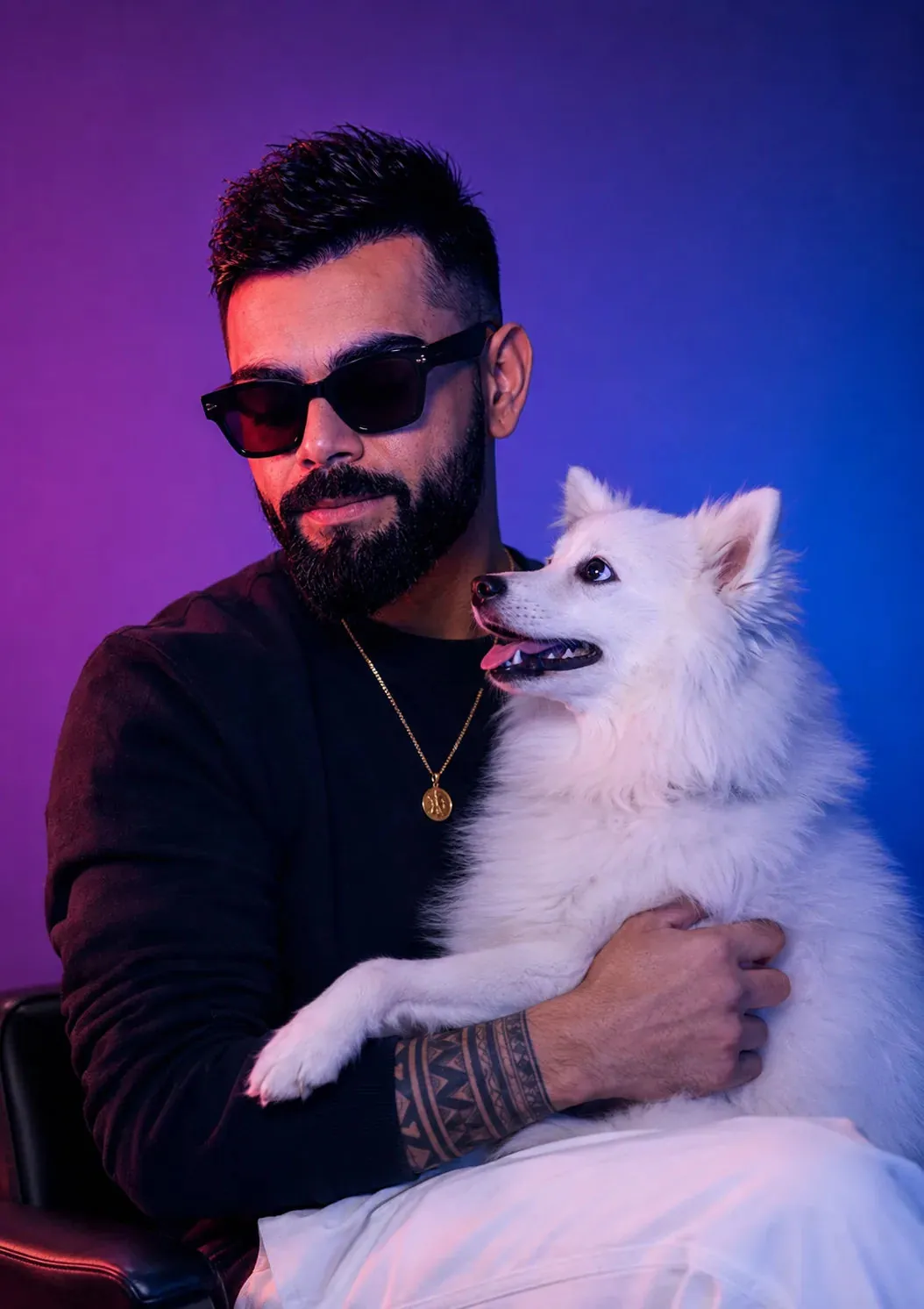 Ultra Realistic Cinematic Portrait with Fluffy White Spitz Dog