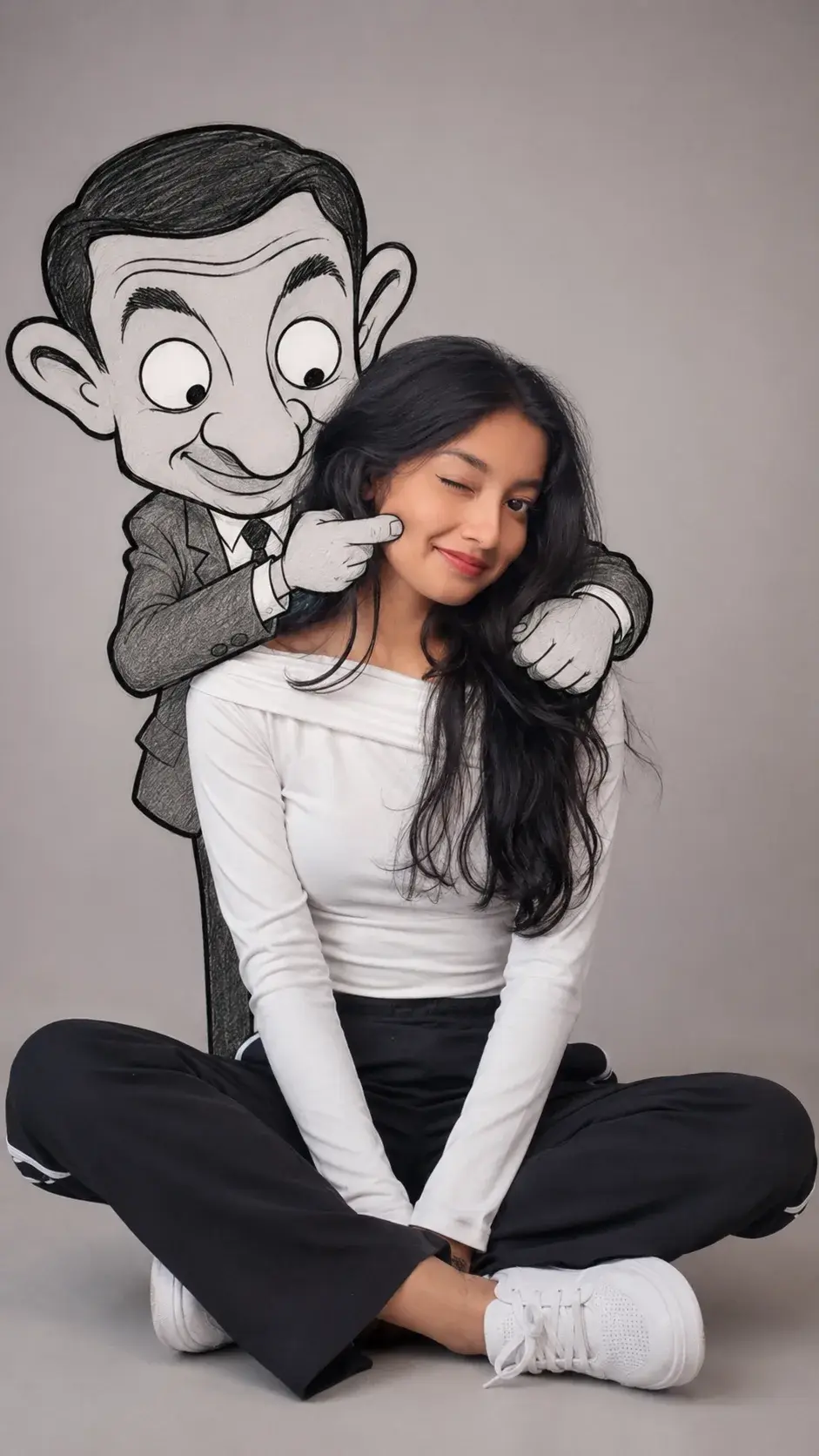 Mr. Bean Doodle Hug – Cute Minimalist Portrait with Playful Wink — ChatGPT prompt | pineprompts.com