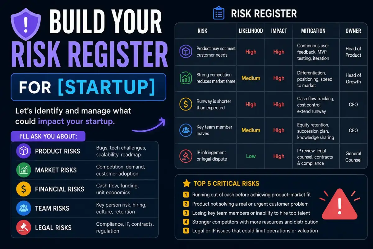 Startup Risk Register — ChatGPT prompt | pineprompts.com