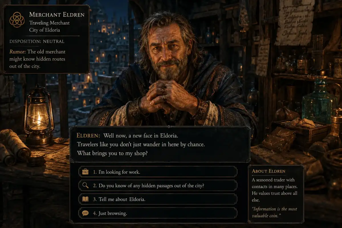 Fictional World NPC Dialogue — ChatGPT prompt | pineprompts.com