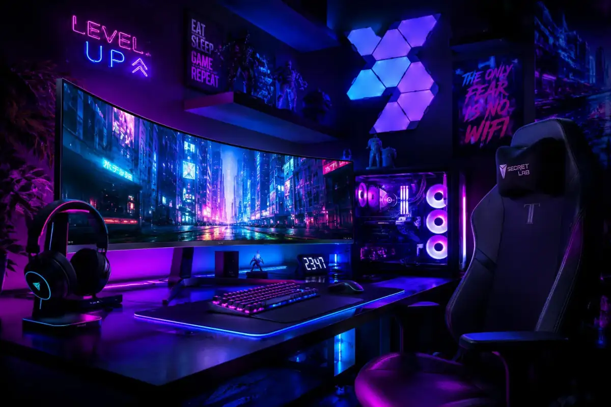 Gaming Room Setup — Midjourney prompt | pineprompts.com