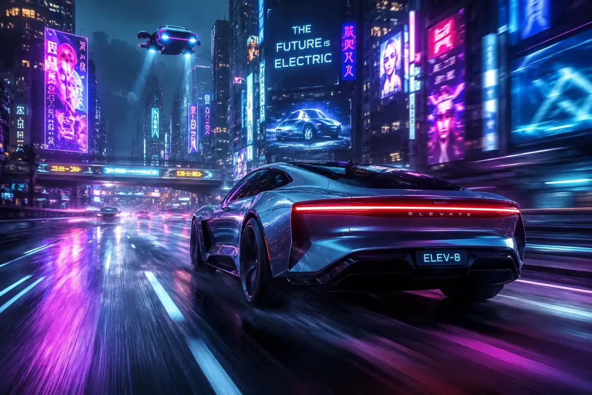 Electric Car Futurism — Midjourney prompt | pineprompts.com