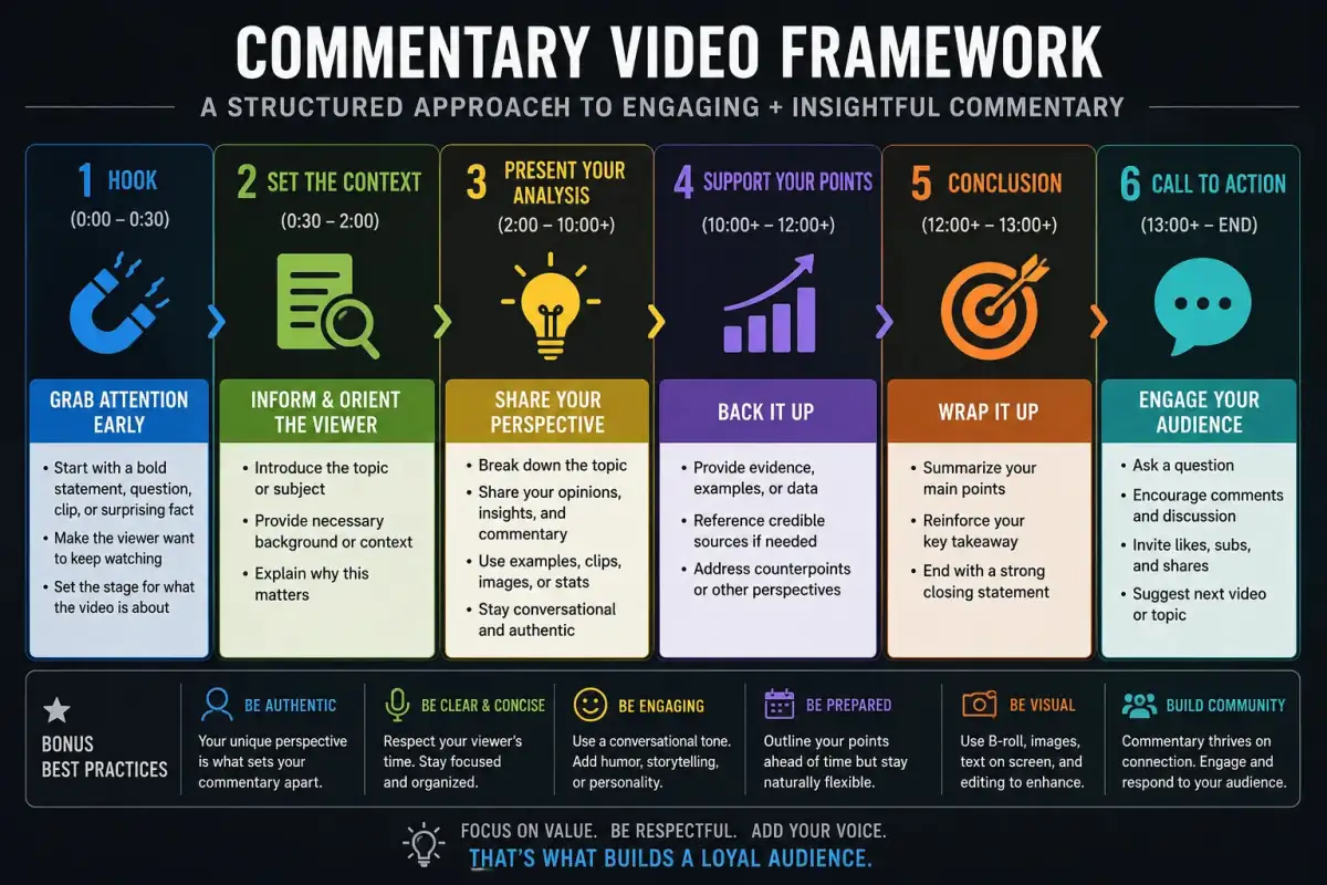 Commentary Video Framework — ChatGPT prompt | pineprompts.com