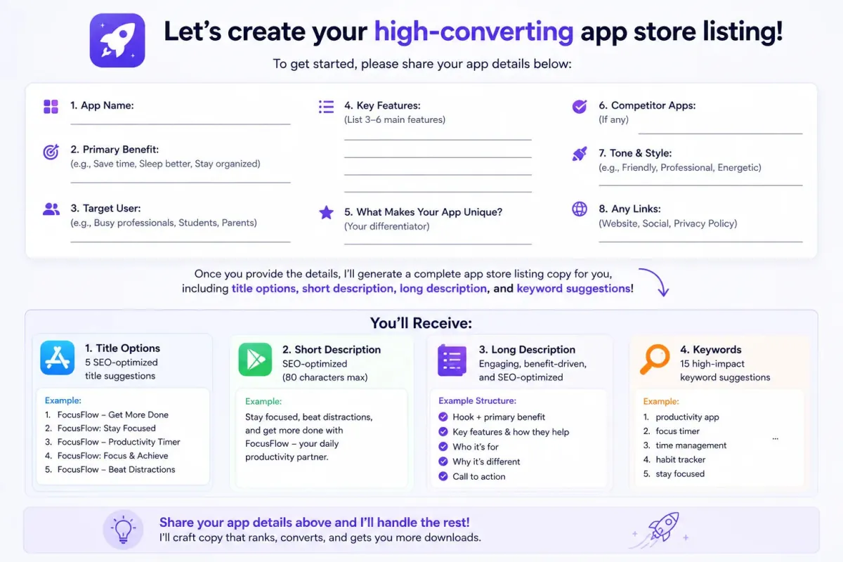 App Store Listing Optimization — ChatGPT prompt | pineprompts.com