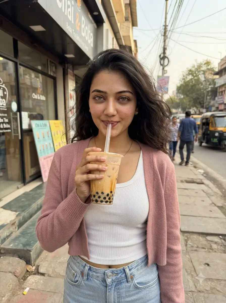The Smiling with Straw in Mouth — Everyday iPhone Cute Boba Content — Gemini prompt | pineprompts.com