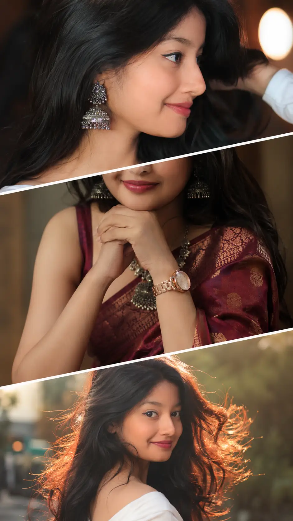 Ultra Realistic Cinematic Triptych Portrait of Elegant South Asian Woman — ChatGPT prompt | pineprompts.com